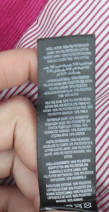 Pineapple Girls Black Quilted Jacket Age 6-7 Years Pink Trim Logo Design