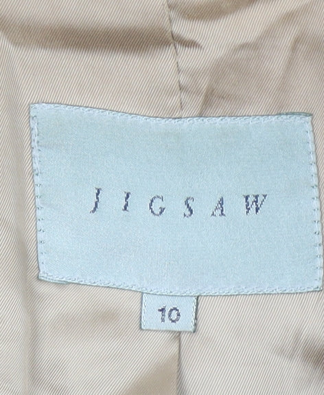 Jigsaw Women Beige Linen Single-Breasted Blazer UK 10