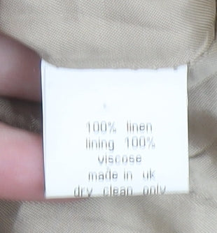 Jigsaw Women Beige Linen Single-Breasted Blazer UK 10