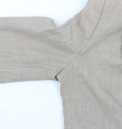 Jigsaw Women Beige Linen Single-Breasted Blazer UK 10