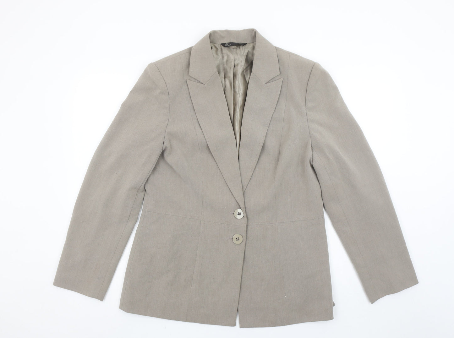 BHS Women Beige Size 14 Classic Two-Button Blazer Jacket