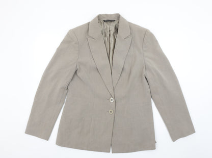 BHS Women Beige Size 14 Classic Two-Button Blazer Jacket