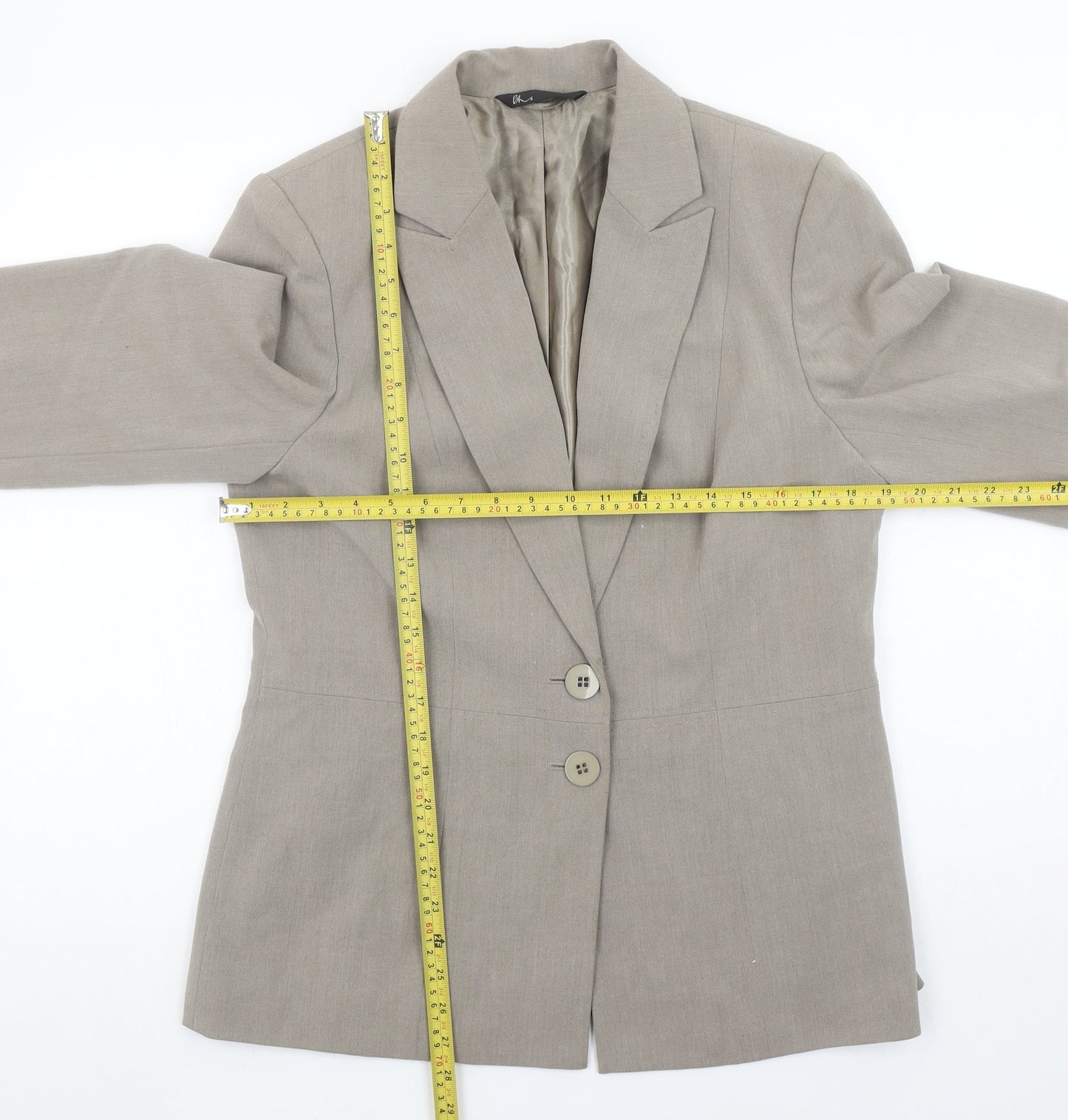 BHS Women Beige Size 14 Classic Two-Button Blazer Jacket