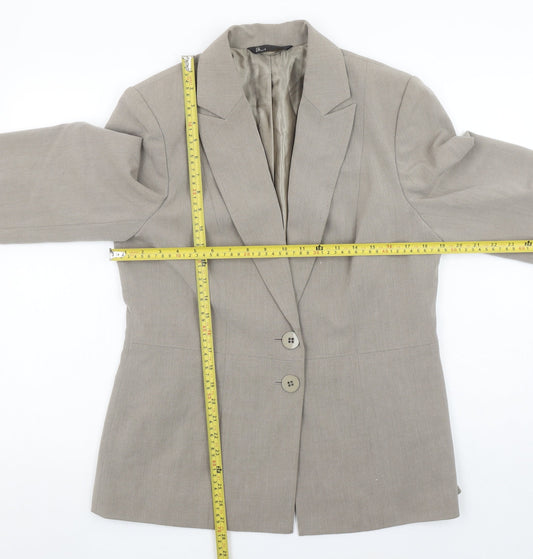 BHS Women Beige Size 14 Classic Two-Button Blazer Jacket