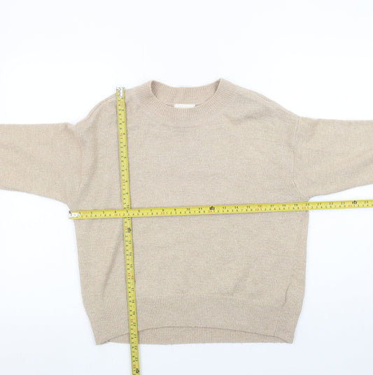H&M Womens Beige XS Crew Neck Knit Pullover Jumper