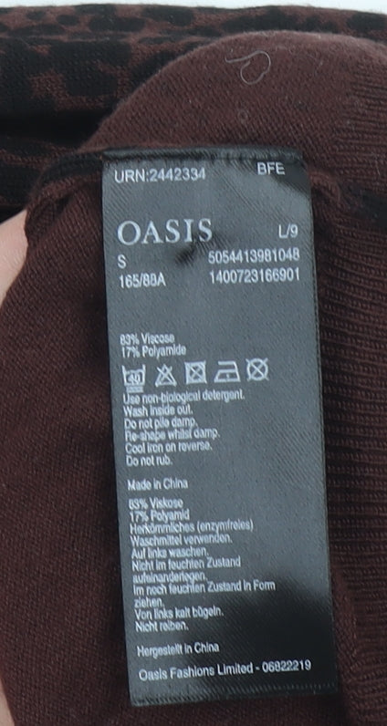 Womens UK Size S Oasis Brown Pullover Jumper