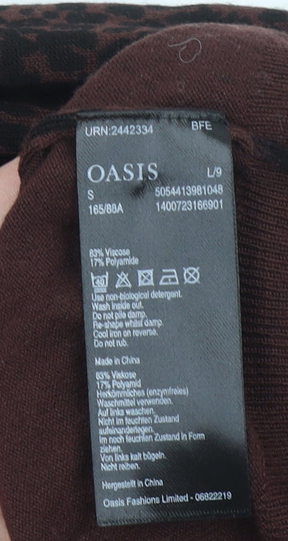 Womens UK Size S Oasis Brown Pullover Jumper