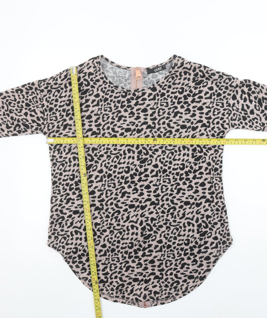Quiz Women’s Beige Leopard Print Long Sleeve Stretch Top S