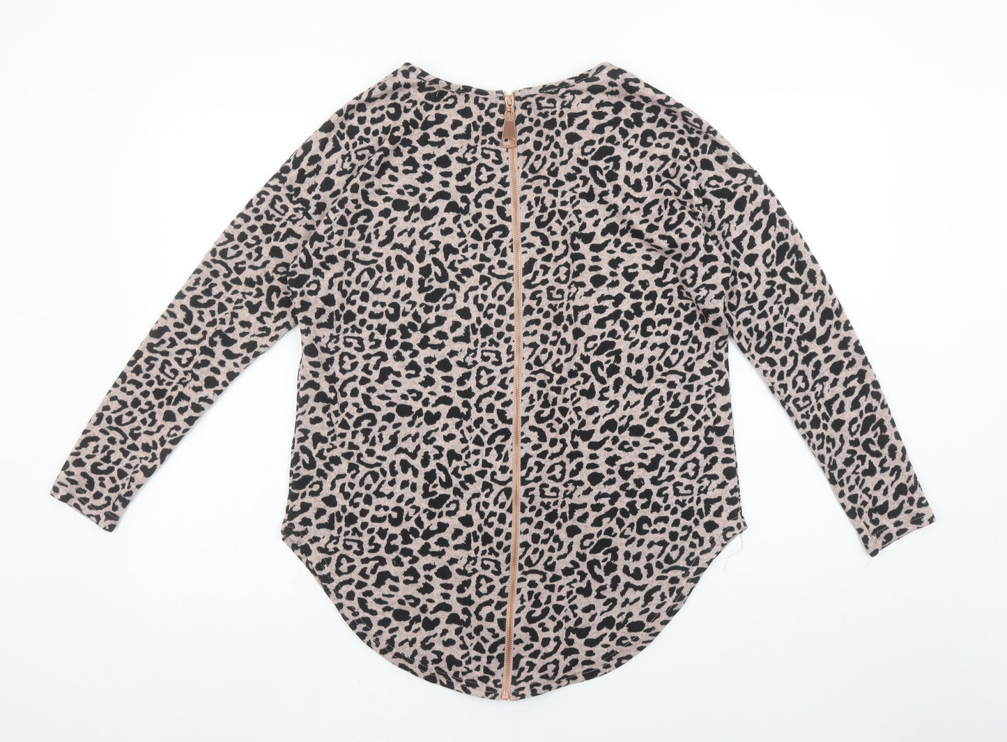 Quiz Women’s Beige Leopard Print Long Sleeve Stretch Top S