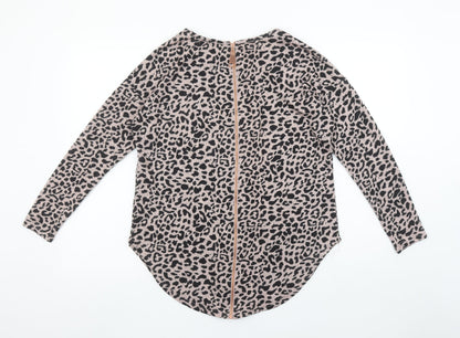 Quiz Women’s Beige Leopard Print Long Sleeve Stretch Top S