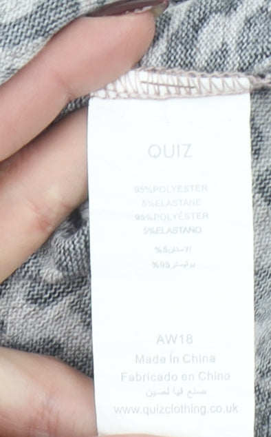 Quiz Women’s Beige Leopard Print Long Sleeve Stretch Top S