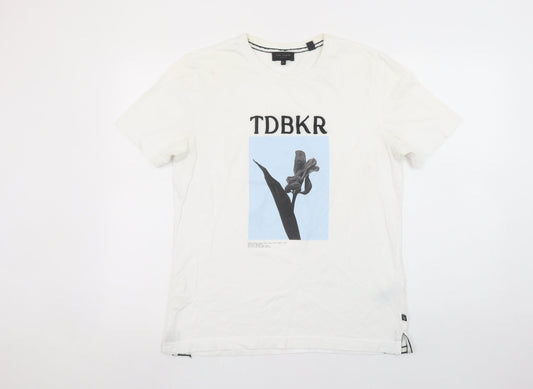Ted Baker Men's White Graphic Floral Print Cotton T-Shirt Size M