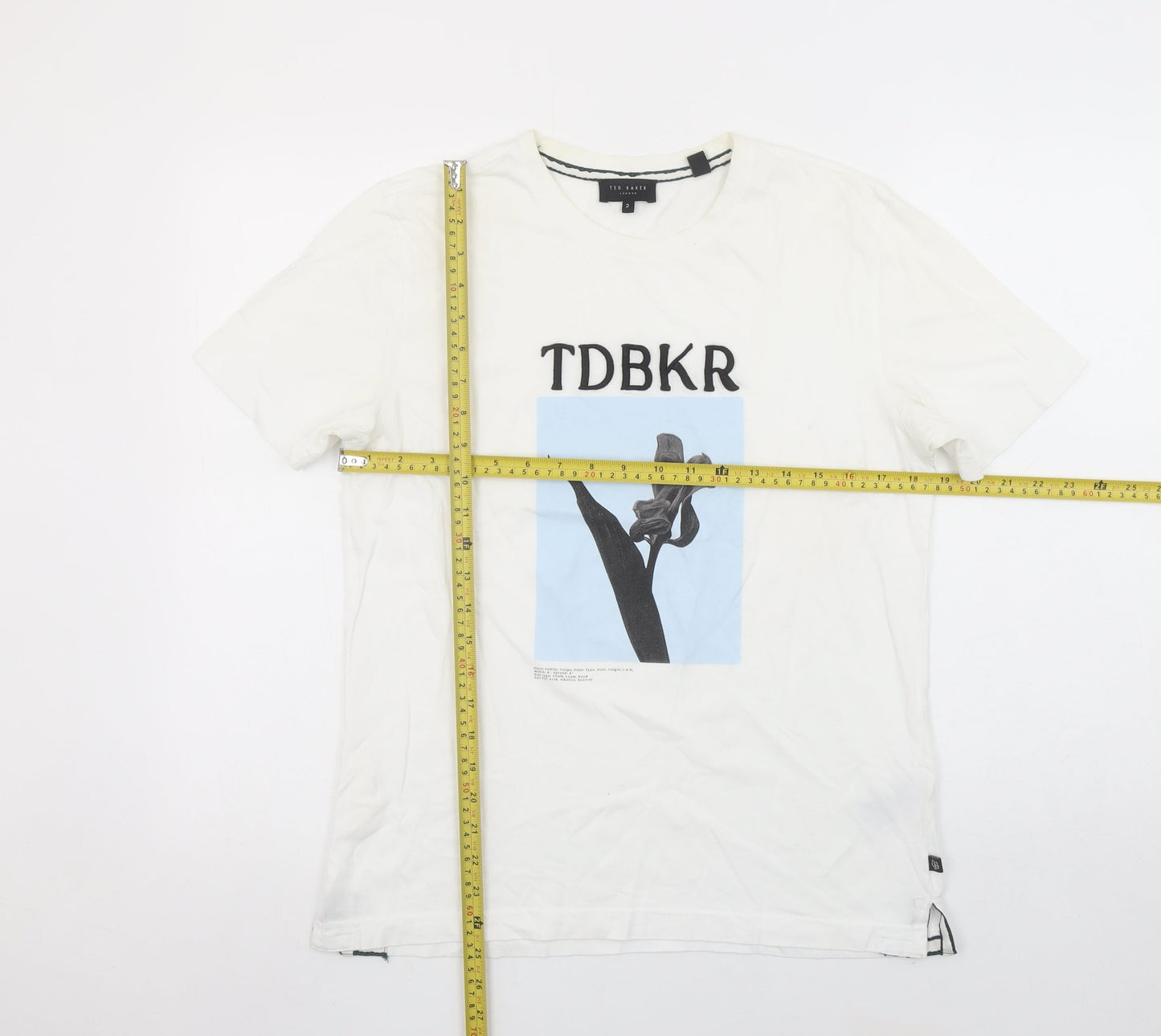 Ted Baker Men's White Graphic Floral Print Cotton T-Shirt Size M