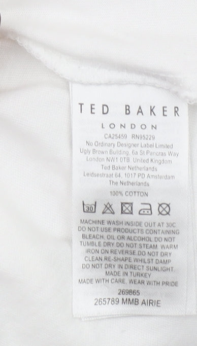 Ted Baker Men's White Graphic Floral Print Cotton T-Shirt Size M