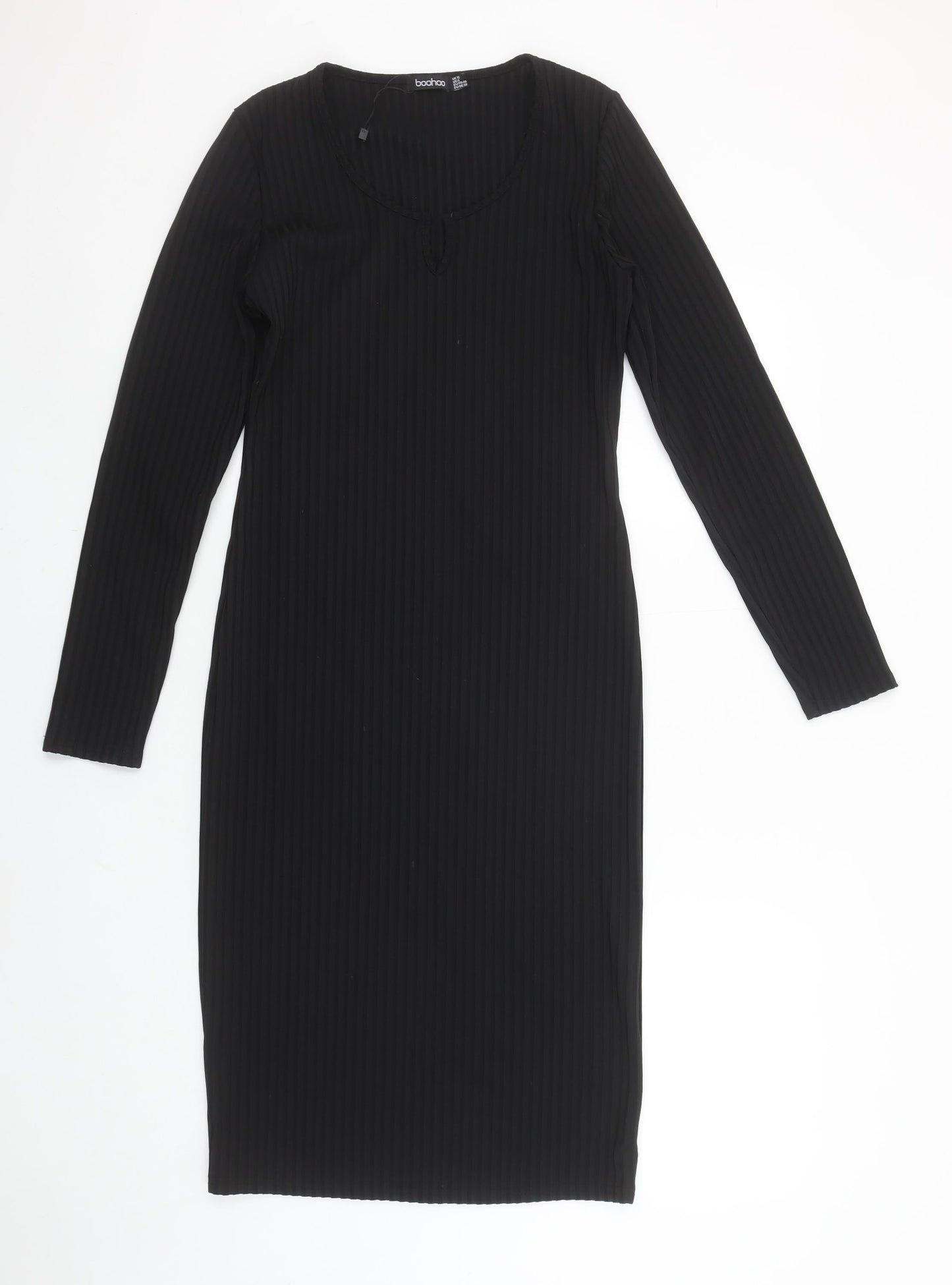 Boohoo Women’s Black Long Sleeve Midi Bodycon Dress Size 12