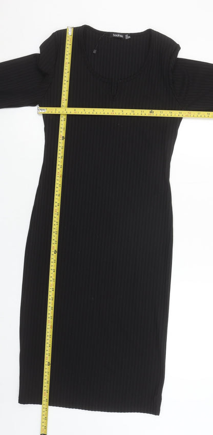 Boohoo Women’s Black Long Sleeve Midi Bodycon Dress Size 12