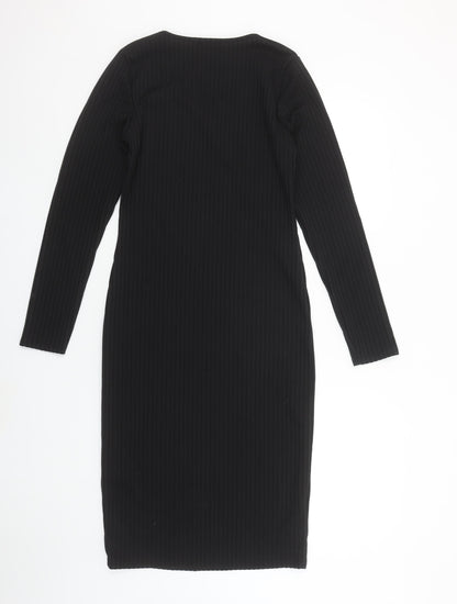 Boohoo Women’s Black Long Sleeve Midi Bodycon Dress Size 12