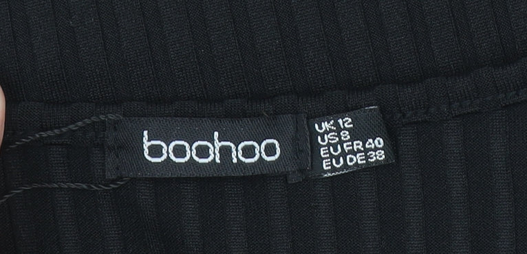 Boohoo Women’s Black Long Sleeve Midi Bodycon Dress Size 12