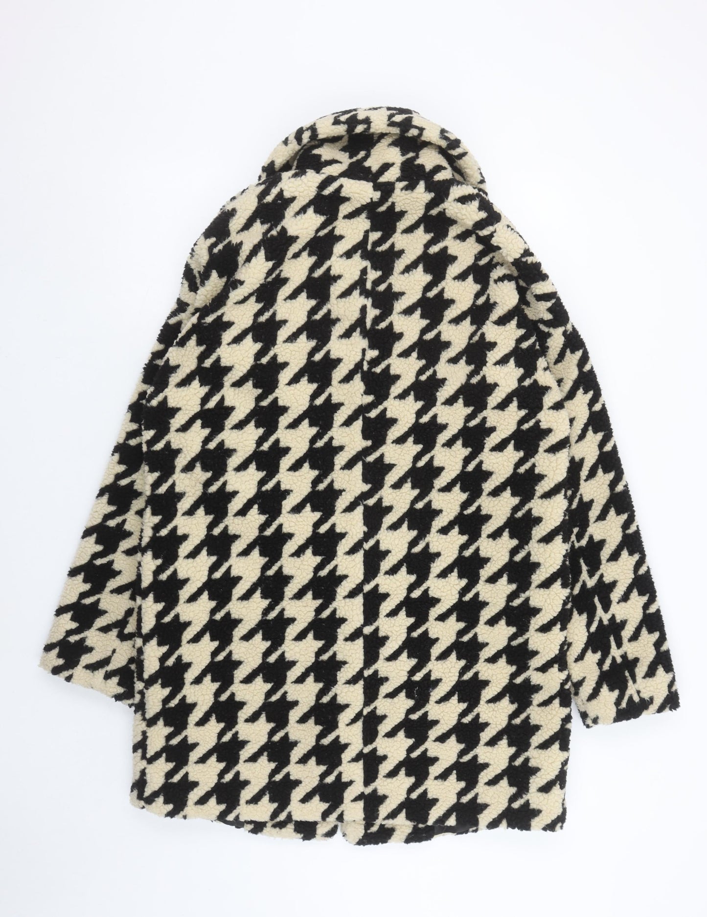 Red Herring Womens Black Houndstooth Coat Size 10 Lined Overcoat