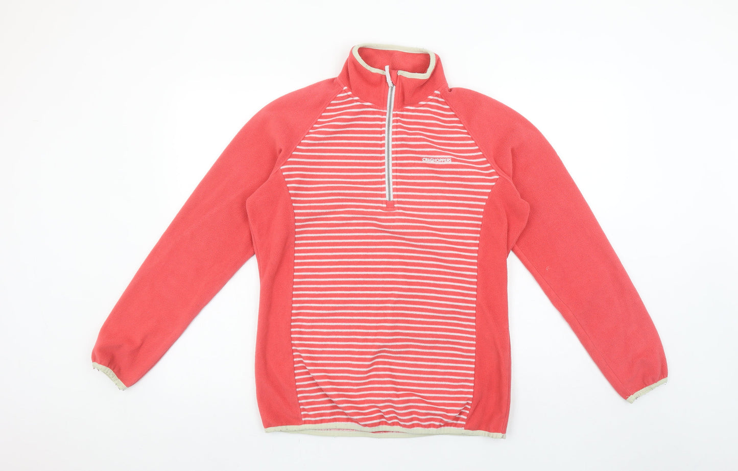 Craghoppers Womens Coral Pink 1/2 Zip Fleece Sweatshirt UK 12 Striped
