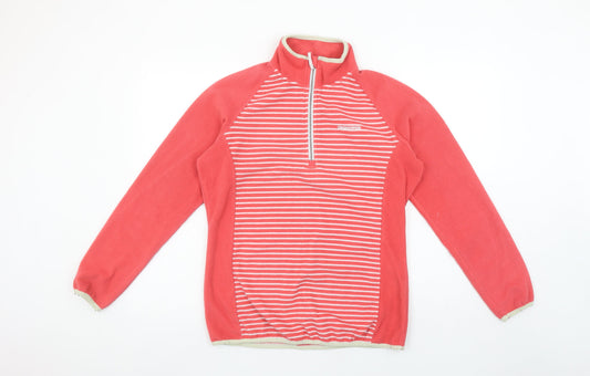 Craghoppers Womens Coral Pink 1/2 Zip Fleece Sweatshirt UK 12 Striped