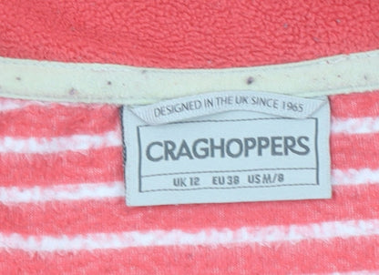 Craghoppers Womens Coral Pink 1/2 Zip Fleece Sweatshirt UK 12 Striped
