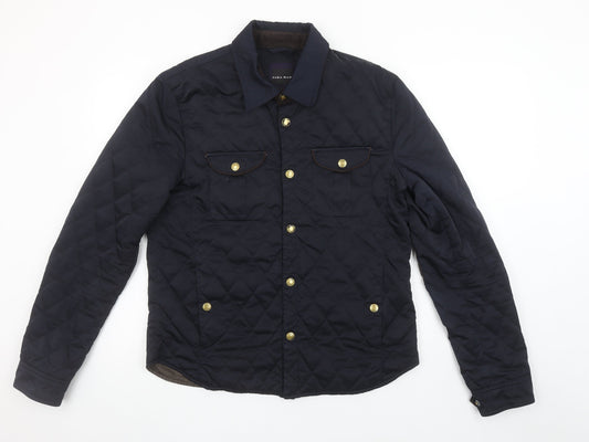 Mens UK Size L Zara Man Blue Quilted Coat