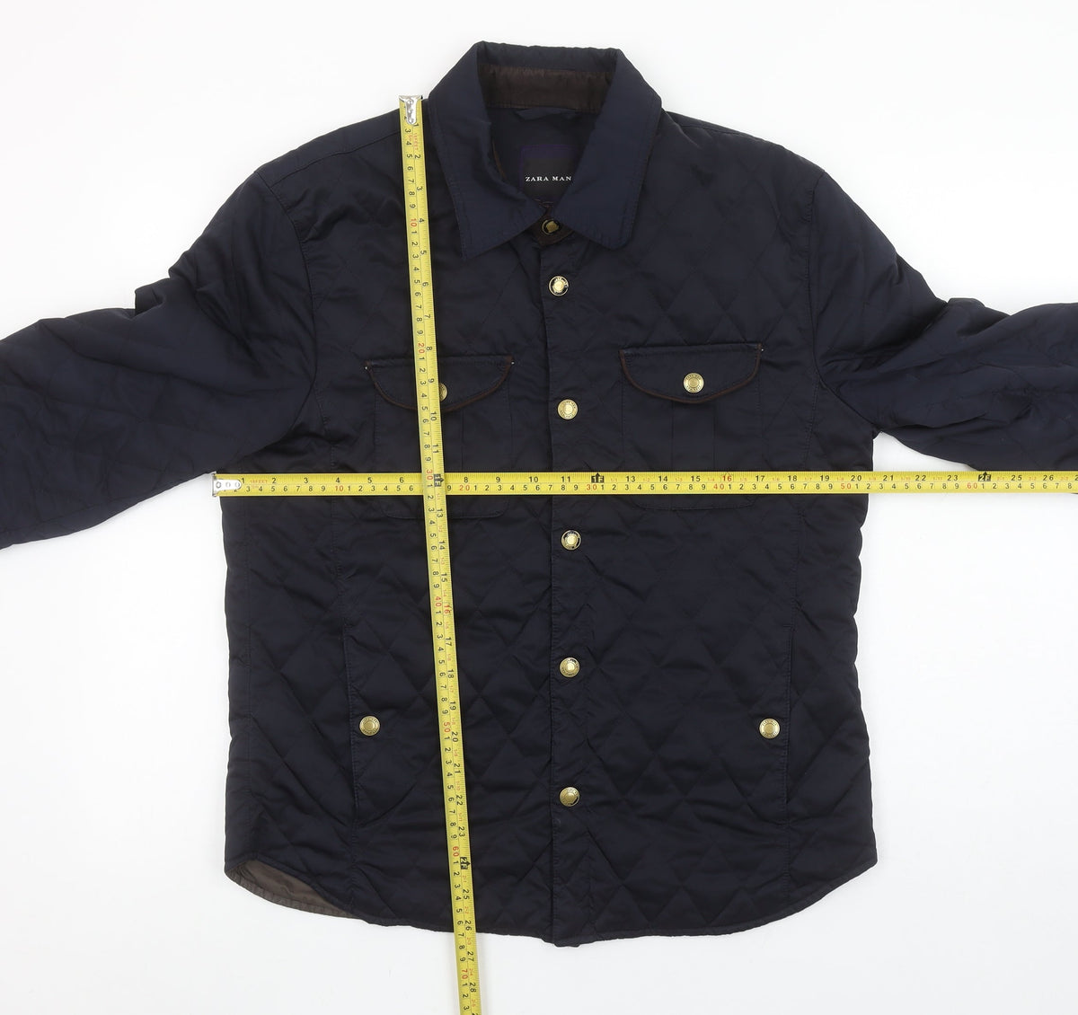 Mens UK Size L Zara Man Blue Quilted Coat