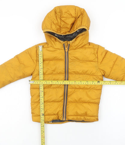 Primark Unisex Baby Yellow Puffer Jacket 12-18 Months Hooded Lightweight Coat