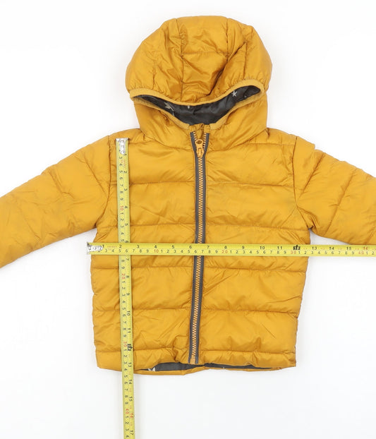 Primark Unisex Baby Yellow Puffer Jacket 12-18 Months Hooded Lightweight Coat