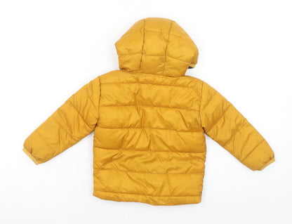Primark Unisex Baby Yellow Puffer Jacket 12-18 Months Hooded Lightweight Coat