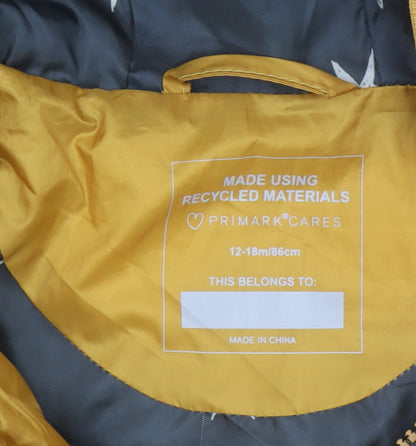 Primark Unisex Baby Yellow Puffer Jacket 12-18 Months Hooded Lightweight Coat