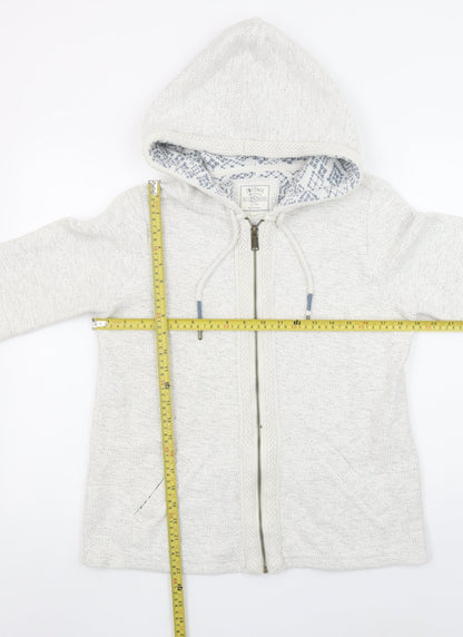 Fat Face Women's Ivory Hooded Full Zip Knit Jumper Size 12