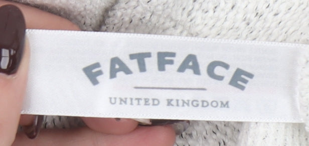 Fat Face Women's Ivory Hooded Full Zip Knit Jumper Size 12