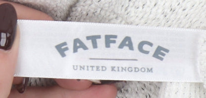 Fat Face Women's Ivory Hooded Full Zip Knit Jumper Size 12