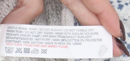 Fat Face Women's Ivory Hooded Full Zip Knit Jumper Size 12