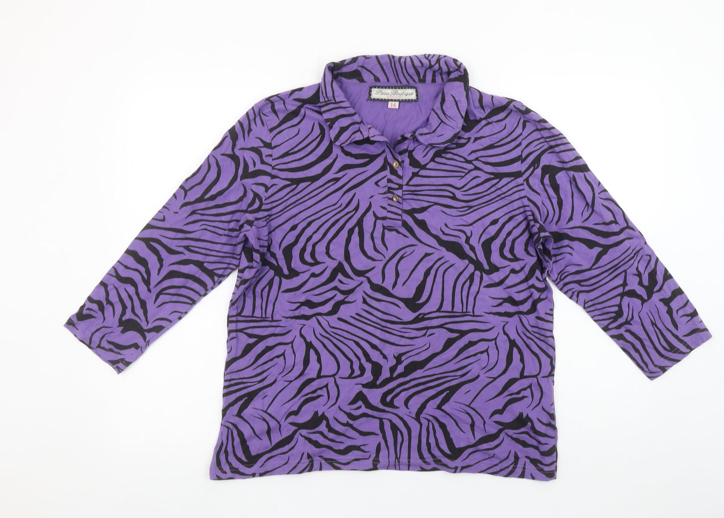 Womens UK Size 14 Paco Boutique Purple Classic Button-Up