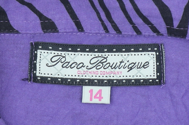 Womens UK Size 14 Paco Boutique Purple Classic Button-Up