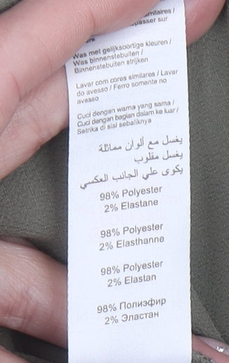 New Look Women's Green Button-Up V-Neck Long Sleeve Blouse Size 8