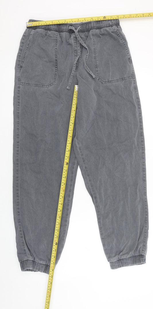 Primark Women's Grey Cotton Jogger Trousers Size 10 Elastic Waist