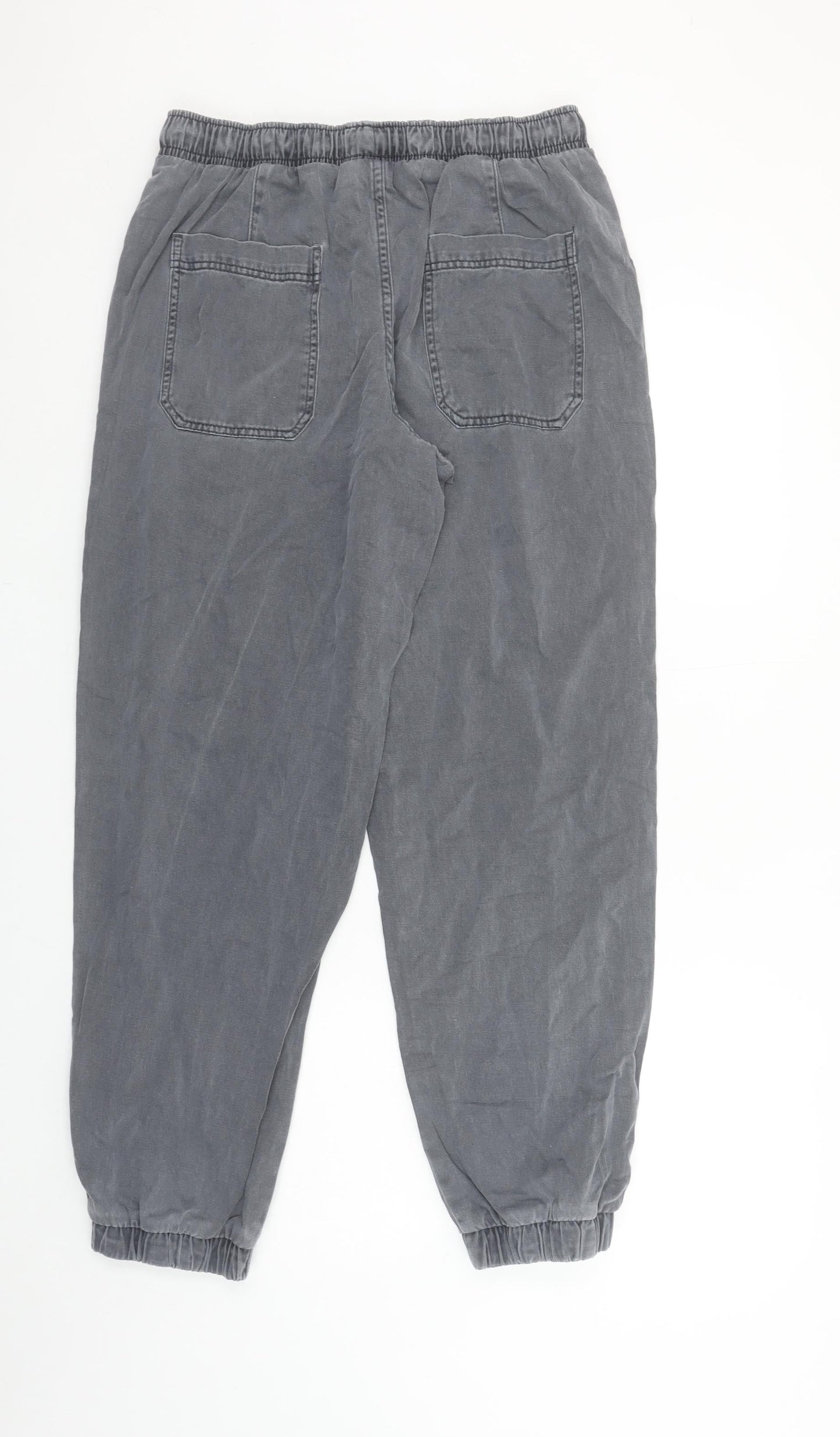 Primark Women's Grey Cotton Jogger Trousers Size 10 Elastic Waist