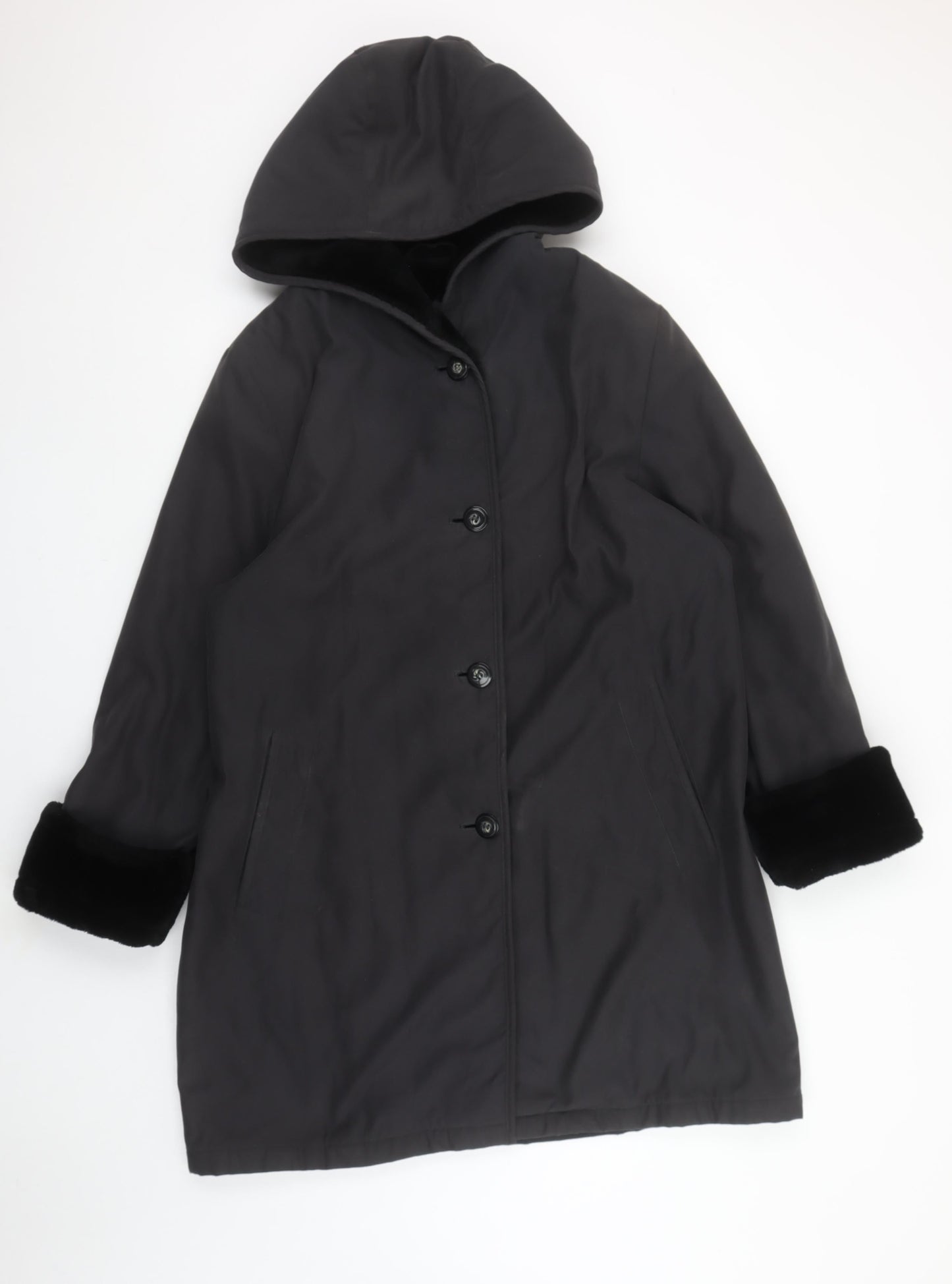Womens UK Size 12 BHS Black Overcoat