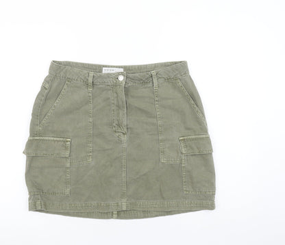 Primark Women Green Cotton Cargo Mini Skirt Size 14