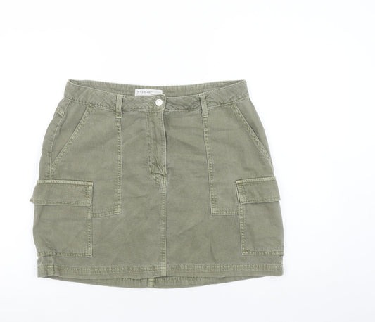 Primark Women Green Cotton Cargo Mini Skirt Size 14