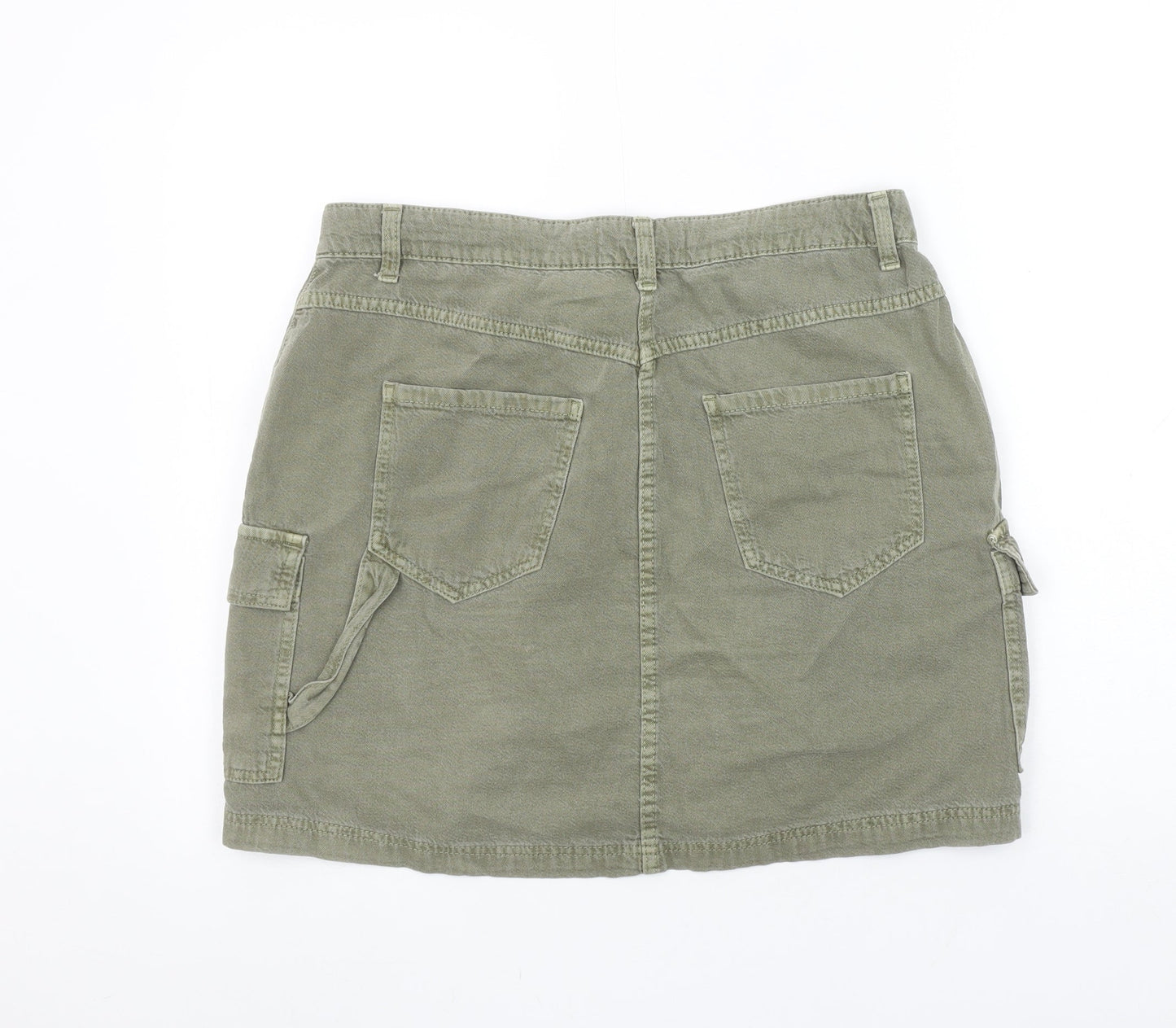 Primark Women Green Cotton Cargo Mini Skirt Size 14