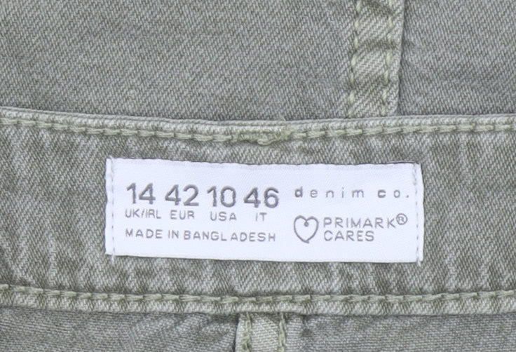 Primark Women Green Cotton Cargo Mini Skirt Size 14