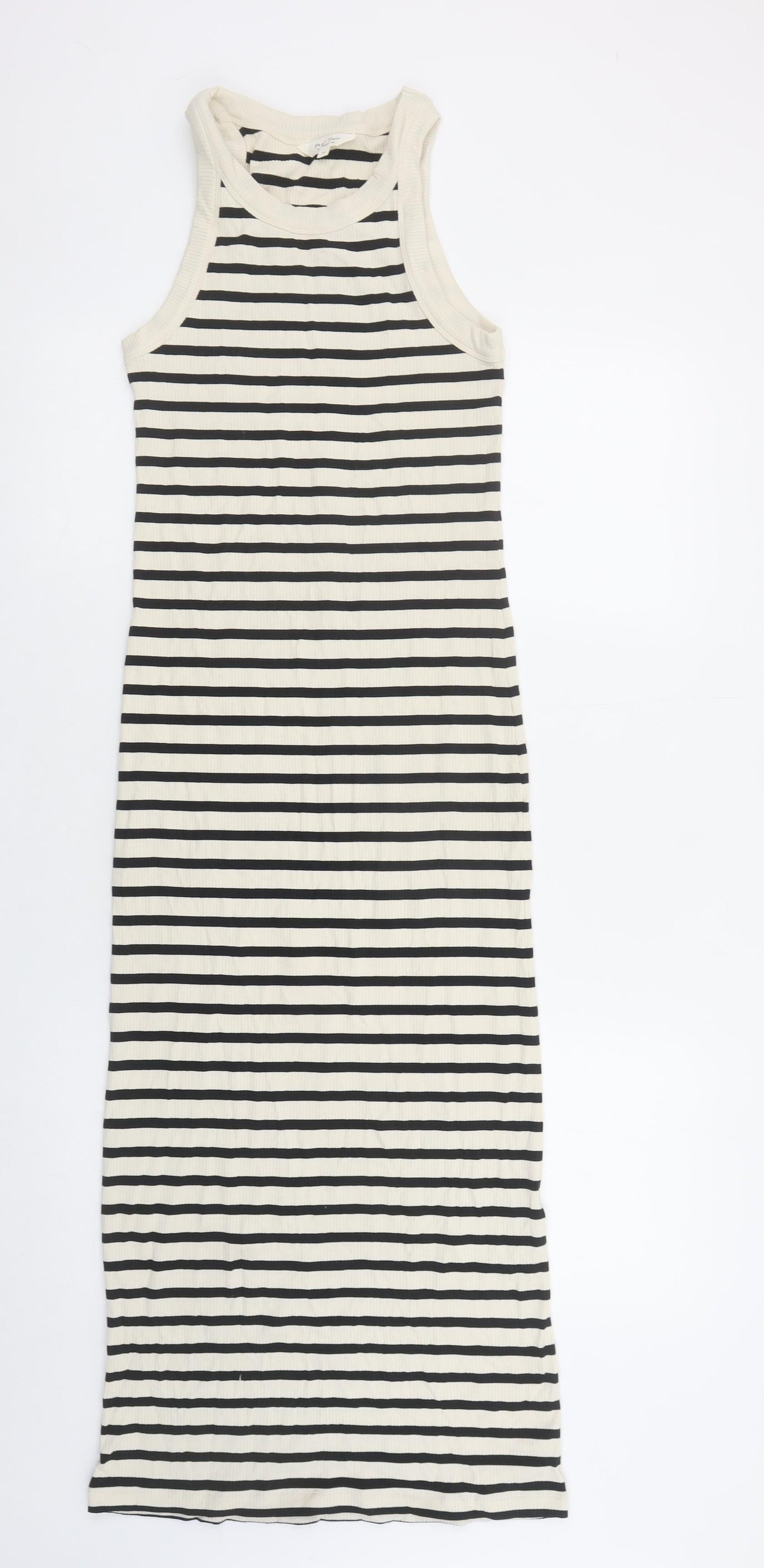 Part Two Women Black Striped Midi Tank Dress XS