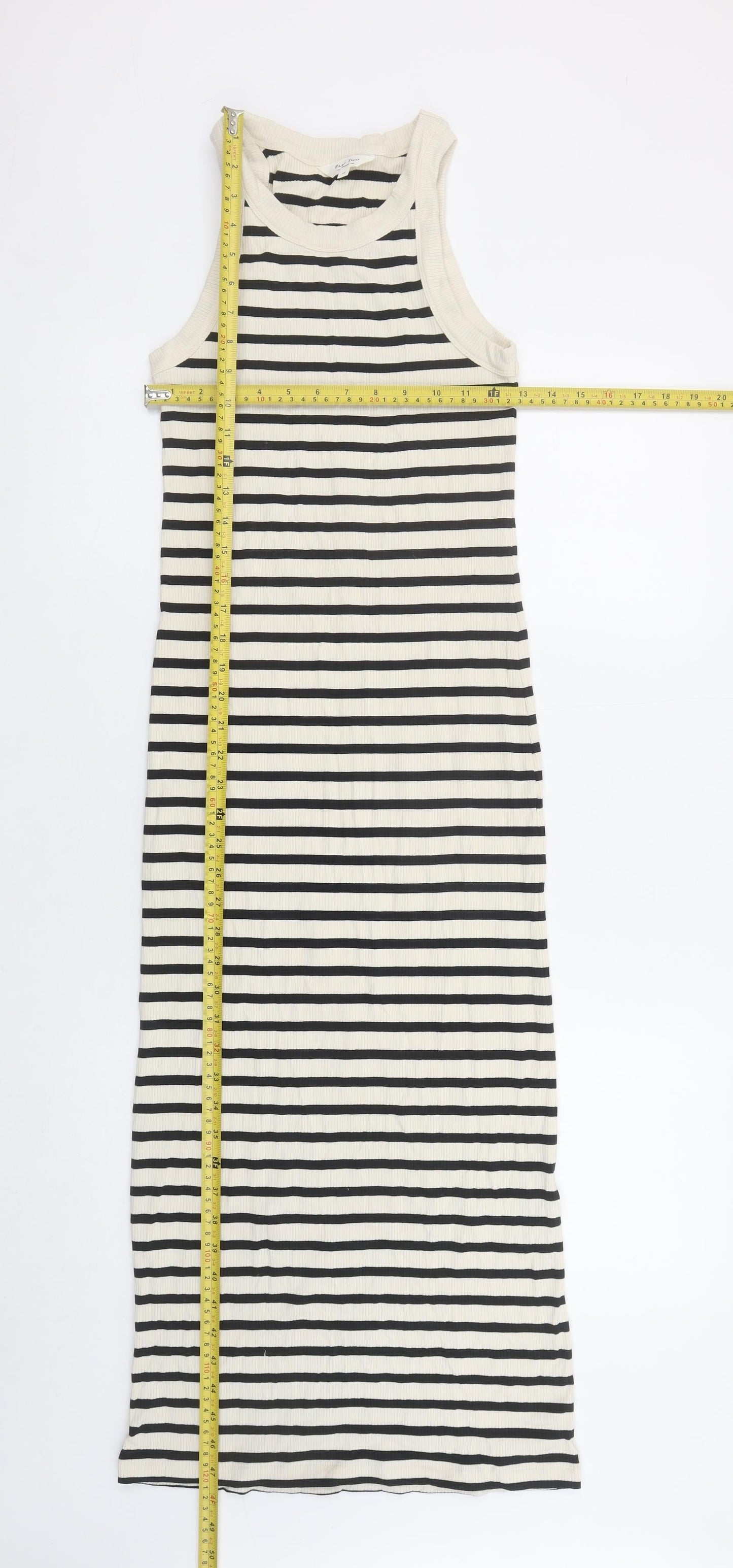 Part Two Women Black Striped Midi Tank Dress XS