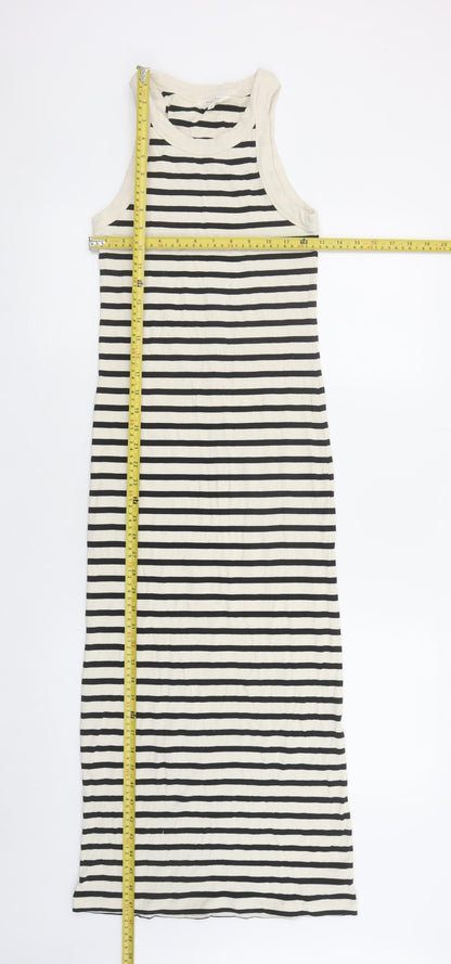 Part Two Women Black Striped Midi Tank Dress XS