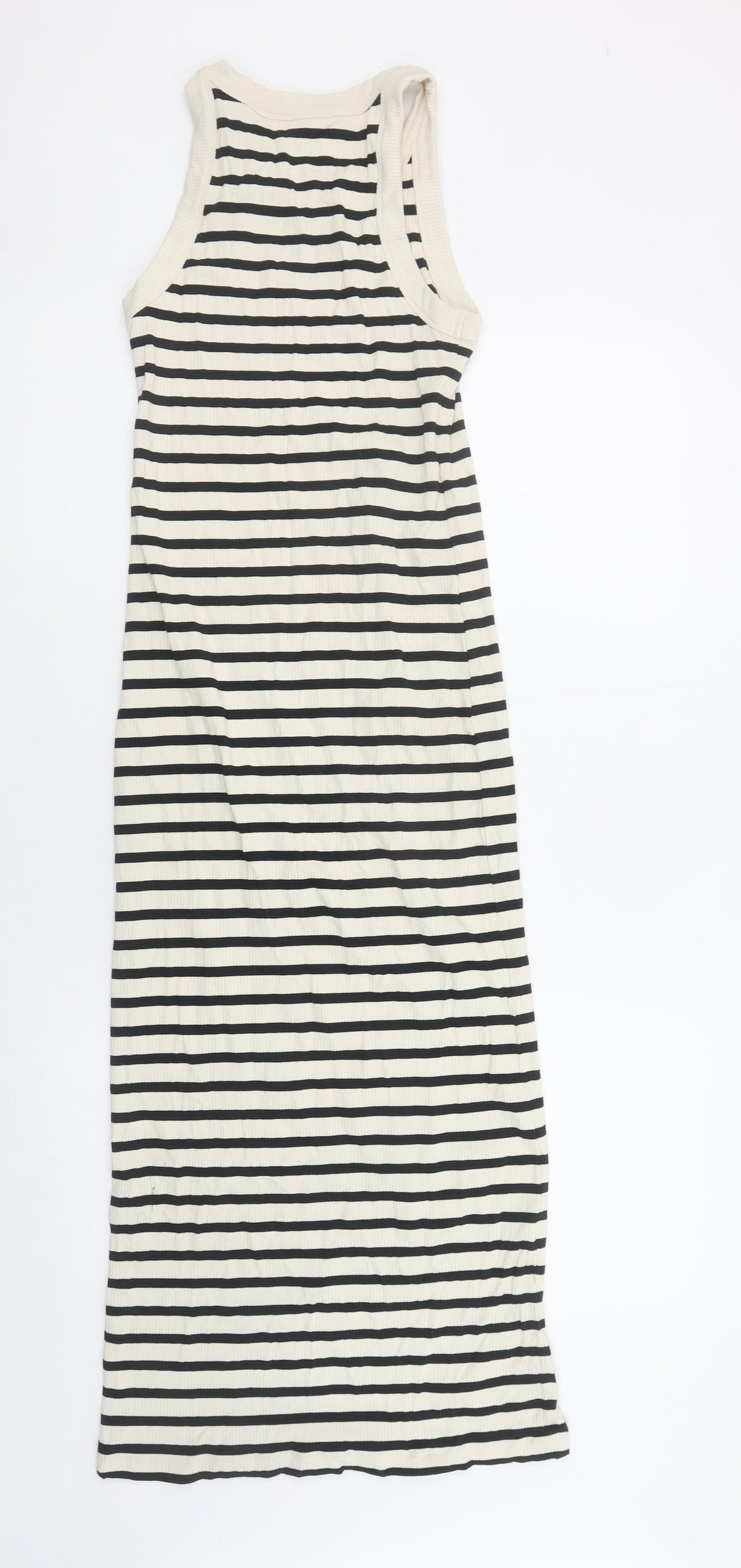 Part Two Women Black Striped Midi Tank Dress XS